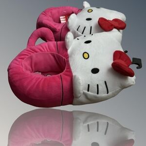 Hello Kitty Pink and White Plush Slippers